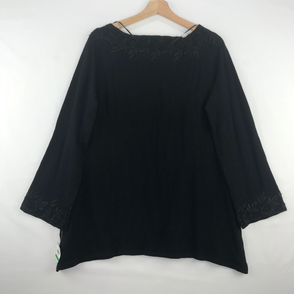 Style & Co Tunic Sweater with Lace Trim Black PL - Picture 5 of 7